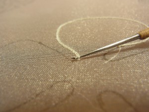 針で刺すと表面には、チェーンステッチができます。